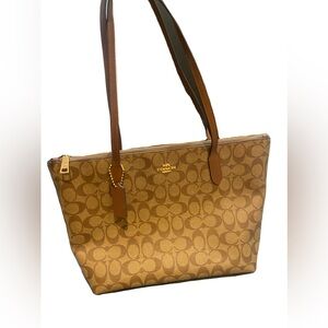 Coach Tan Signature Tote Bag